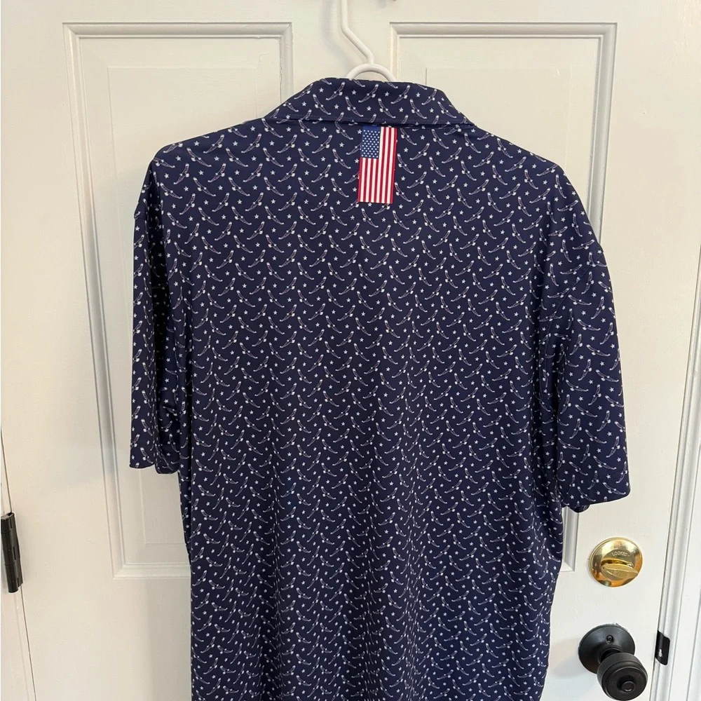 Rhoback Navy and White Patterned Polo - Picture 4 of 6